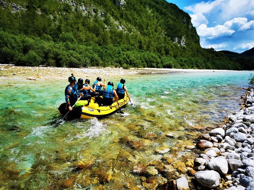 Bovec: Adventure Rafting on Emerald River Soča + FREE photos - Your 2.5-hour flow: base gear-up, van ride, Srpenica1 rafting, then back